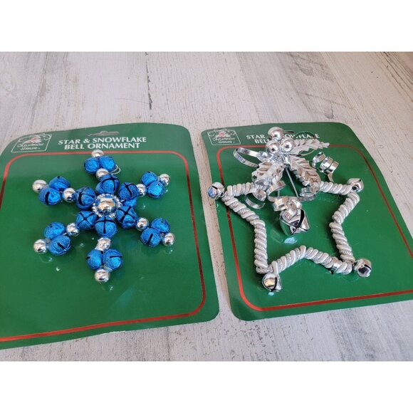 Star silver blue snowflake bells ornament‎ Xmas set - Picture 4 of 6